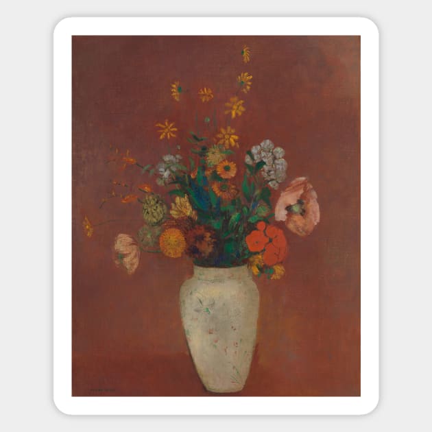 Bouquet in a Chinese Vase by Odilon Redon Sticker by Classic Art Stall